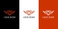 Love wing logo vector design line style