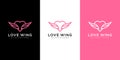 Love wing logo vector design line style