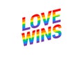 Love wins - Pride month rainbow flag typography with pride rainbow - vector illustration Royalty Free Stock Photo