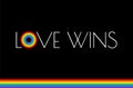 Love wins pride text on black background vector illustration Royalty Free Stock Photo