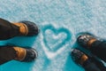 Love winter - feet in snow boots and heart in nature