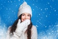 Love winter. Pretty young happy woman in winter clothes Royalty Free Stock Photo