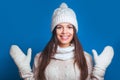 Love winter. Pretty young happy woman in winter clothes Royalty Free Stock Photo