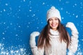 Love winter. Pretty young happy woman in winter clothes Royalty Free Stock Photo