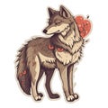 Love Wolf Sticker On Isolated Tansparent Background, Png, Logo. Generative AI