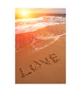 Love word on beach Royalty Free Stock Photo