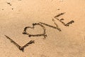 Love Word On Beach Sand Royalty Free Stock Photo