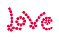 Love word created of rose petals. Royalty Free Stock Photo