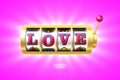 Love word on gold slot machine Royalty Free Stock Photo