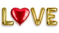 LOVE word with heart balloon. Helium balloons. Glossy, shiny with reflection foil balloon. Good for anniversary wedding