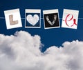 Love word made of four different objects Royalty Free Stock Photo