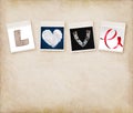 Love word made of four different objects Royalty Free Stock Photo