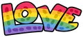 Love word painted lgbtqi colors sticker vector Royalty Free Stock Photo