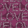 Love word seamless background tile