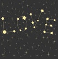 Love word in the starry night sky cute lovely and romantic illustration