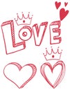 Love word text logotype in doodle style