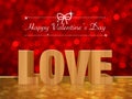 Love word wooden texture on red bokeh background for valentine's