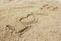 Love word written on the sand at the beach, natural background of love symbol Royalty Free Stock Photo