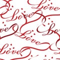 Love wording from red Ribbon with small heart seamless patternin vector EPS10 ,Design for fashion ,fabric,web,wallpaper and all