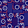 Love words, and mini hearts with line of circle polka dots in modren style valentines mood Seamless pattern design for fashion ,