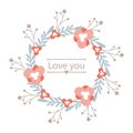 Love wreath with hearts. Wedding card