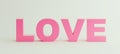 Love written in capital letters, light pink letters isolated on white background, poster, mock up