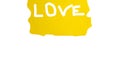 Love written in white letters on a yellow background
