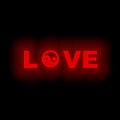 Love yin yang neon in red Royalty Free Stock Photo