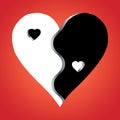 Love Yin Yang on red background Royalty Free Stock Photo