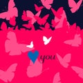 Love you card. Butterfly background