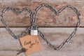 Love you card and chain. Royalty Free Stock Photo