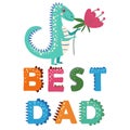 Love you dad hand drawn lettering with baby and parent Dino characters illustration for father s day card, banner. Royalty Free Stock Photo