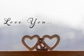 Love you. Double Heart shape as symbol of love with text Royalty Free Stock Photo