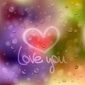 Love you. Drawn heart on the wet glass Royalty Free Stock Photo