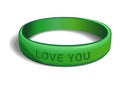 LOVE YOU. Green plastic wristband