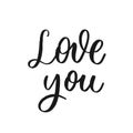 Love you. Hand Lettering inscription vector Royalty Free Stock Photo