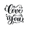 Love you. Hand Lettering inscription vector Royalty Free Stock Photo