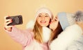 Love you. happy winter holidays. Students friendship. girls in beanie. seasonal shopping. winter clothing fashion. down