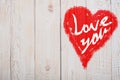 Love You Heart Greeting On Distressed Vintage Grunge Texture Wood Background Painted Royalty Free Stock Photo
