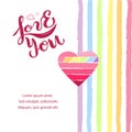 Love You with heart and rainbow colors stripes Royalty Free Stock Photo