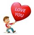 Love you. Man keeps red heart balloon. Royalty Free Stock Photo