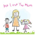 We love you Mom Mother's day doddle greeting card Royalty Free Stock Photo