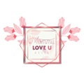 Love you mommy with pink frame hexagon Royalty Free Stock Photo