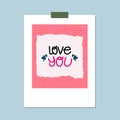 Love you Polaroid vector hand lettering