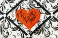 Love you on a read heart Royalty Free Stock Photo