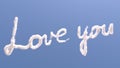 Love you text in sky Royalty Free Stock Photo