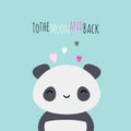 Love you to the moon and back panda bear kawaii Royalty Free Stock Photo