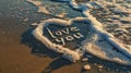 Love you written in the sand on a beach Royalty Free Stock Photo