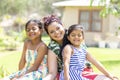 Love between a young mother and her two pretty daughters Royalty Free Stock Photo