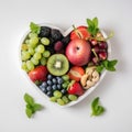 Love your body with this heart-shaped platter of farm-fresh fruits and vegetables Royalty Free Stock Photo